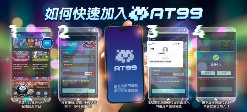 AT99娛樂城註冊流程圖解，手機快速加入會員與驗證完整步驟